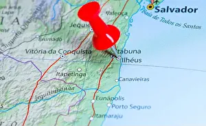 Pushpin Prints: Ilheus, Brazil pin on map