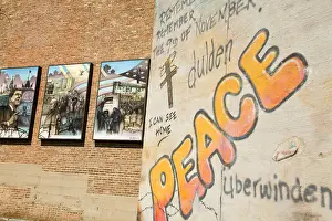 Dixon Prints: ILLINOIS Dixon Scale model replica of Berlin wall with freedom graffiti paintings of historic moments President Ronald