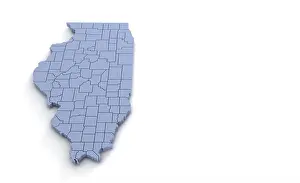 Dimension Prints: illinois State Map 3d. State 3D rendering set in the United States