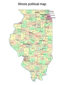 Counties Prints: Illinois state political map