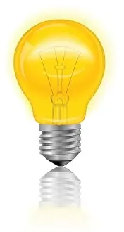Brainstorm Prints: Illuminated electric light bulb realistic isolated on white background vector illustration