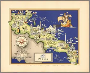 Puglia Prints: Illustrated map of Puglia, Italy
