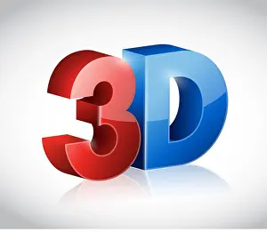 illustration of 3D word written in red and blue color design over white
