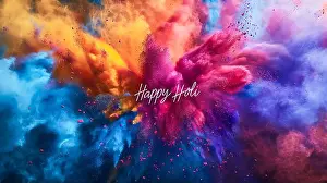 Hindu Festival Prints: illustration of abstract colorful Happy Holi background for color festival of India celebration greetings