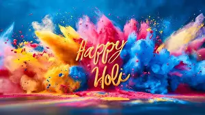Hindu Festival Prints: illustration of abstract colorful Happy Holi background for color festival of India celebration greetings