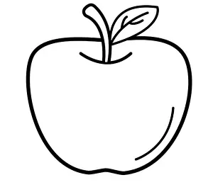 Pulp Prints: Illustration of a apple fruit without color