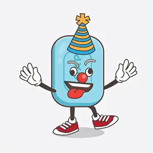Cleaner Prints: An illustration of Blue Soap cartoon mascot character as funny clown