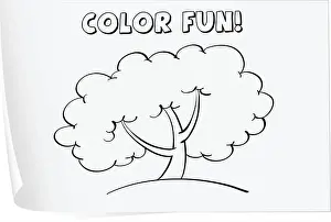 Childs Prints: Illustration of a colouring worksheet (tree)