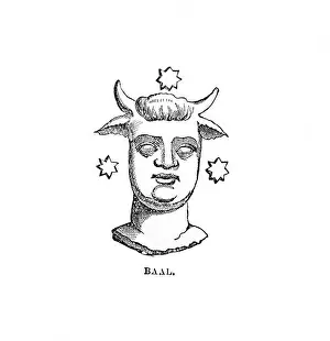 Idol Prints: Illustration of the Deity Baal a Canaanite Deity God of Fertility