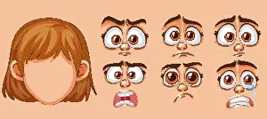 Confusion Prints: Illustration of different emotional expressions