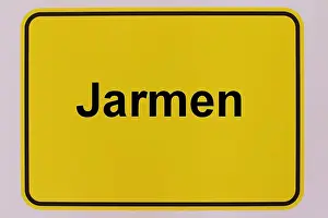 Nahaufnahme Prints: Illustration eines Stadteingangsschildes der Stadt Jarmen