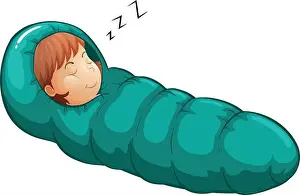 Illustration of a girl in a sleeping bag