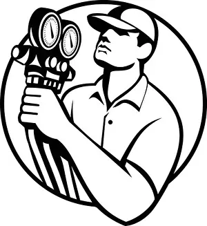 Gauge Prints: Illustration of a heating air conditioning