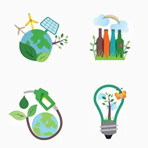 Alternative Energy Prints: illustration icon set representing renewable energy