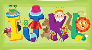 Illustration of IJKL against green background