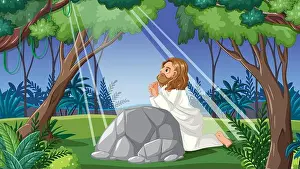 Vector Illustration Prints: Illustration of Jesus being arrested at the Garden of Gethsemane