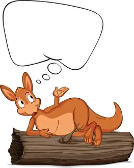 Marsupial Prints: Illustration of a kangaroo thinking