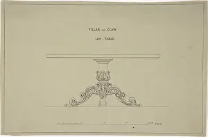 Claw Prints: Illustration of a loo-table design featuring a pillar and claw support