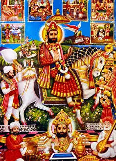 Incarnation Prints: Illustration of Ramdev Pir a Hindu Deity of Gujarat and Rajasthan 14th Century Rajput Ruler an Avatar of Krishna