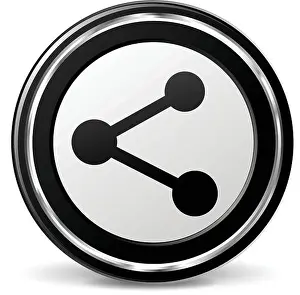 Aluminium Prints: illustration of share black and silver icon