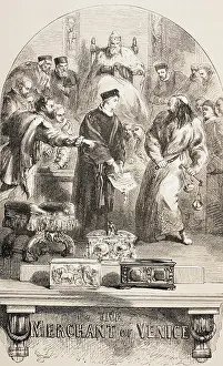 Merchant Prints: Illustration by Sir John Gilbert for The Merchant of Venice by William Shakespeare