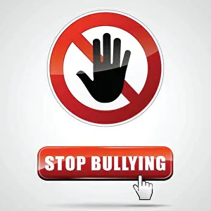 Quit Prints: illustration of stop bullying sign with web button