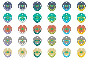 Sucker Prints: Illustration on theme big colored set baby pacifiers