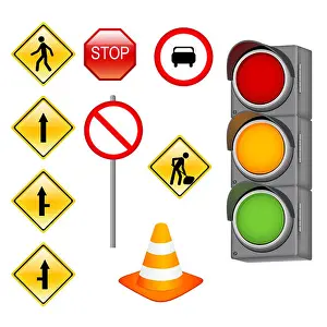 Junction Prints: illustration of traffic signals on white background