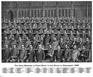 Politician Prints: An illustration by an unknown artist of Members of the Irish Parliamentary Party sitting in the British House of