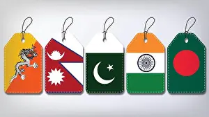 Bhutan Prints: Illustration Vector Featuring India, Pakistan, Bangladesh, Nepal and Bhuthan Identities