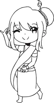 illustration vector hand drawn doodle of Thai traditional dance actress
