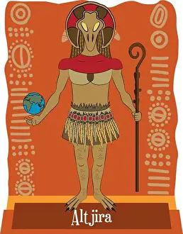 Sun God Prints: Illustration vector isolated of Australian mythology, Aboriginal god Alt jira