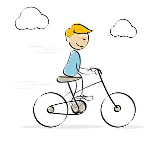 Eps10 Prints: illustration of vector kid riding bicycle on an isolated background