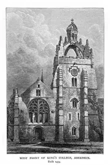 Nineteenth Century Prints: Illustration of the West Front of King's College Aberdeen built in 1494 From the 1898 Edition of A Short History of