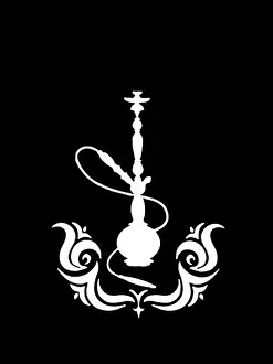 Nicotine Prints: Illustration of a white hookah on the black background