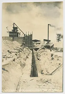 Core Prints: This image captures the construction of the core and south walls of the engineering room at a historic dam project