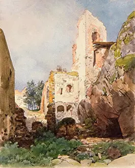 Slovak Prints: This image depicts the Lednica Castle in Slovakia