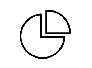 Proportion Prints: This image features a simple black and white circle diagram with a segmented slice
