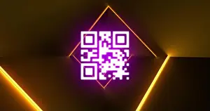 Virtual Reality Prints: Image of flickering pink QR code with yellow neon lines