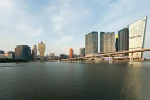 Image of Macau (Macao), China. Skyscraper hotel and casino building at downtown in Macau (Macao). Asian tourism, modern city life, or business finance