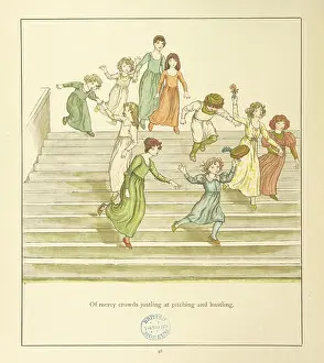 Street House Prints: This image from page 50 depicts scenes from The Pied Piper of Hamelin