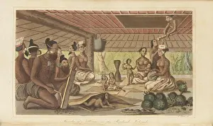 Polynesia Prints: This image showcases the interior of a traditional house in the Radack Islands
