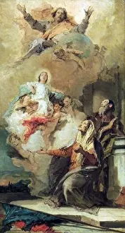 Conception Prints: The Immaculate Conception (God sends the Virgin Mary to Joachim and Anne) by Giovanni Battista Tiepolo (1696-1770)