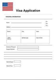 Permission Prints: Immigration to USA. Blank application visa form
