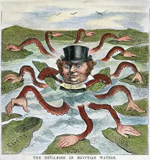 Imperialism Prints: IMPERIALISM CARTOON, 1882. /n'The Devilfish in Egyptian Waters