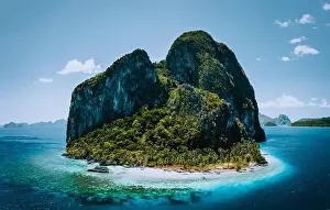 Nido Prints: Impressive aerial drone panoramic picture of tropical Pinagbuyutan Island
