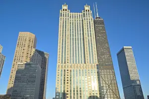 Riverwalk Prints: The impressive Chicago skyline during a glowing fall sunset (from Waldorf Astoria), IL