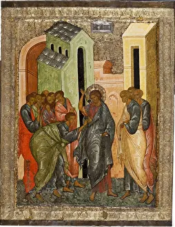 New Testament Prints: The Incredulity of Saint Thomas, 1497. Artist: Russian icon