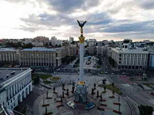 Maidan Nezalezhnosti Prints: Independence Square in Kyiv, Ukraine. Maidan. Aerial view