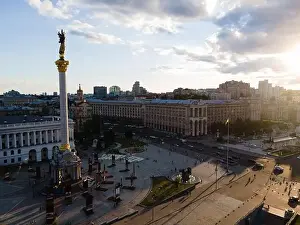 Maidan Nezalezhnosti Prints: Independence Square in Kyiv, Ukraine. Maidan. Aerial view